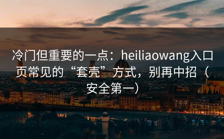 冷门但重要的一点：heiliaowang入口页常见的“套壳”方式，别再中招（安全第一）