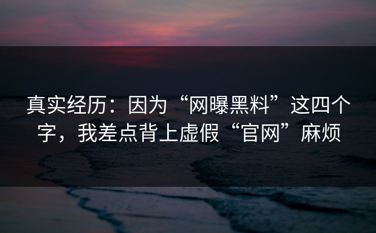 真实经历：因为“网曝黑料”这四个字，我差点背上虚假“官网”麻烦