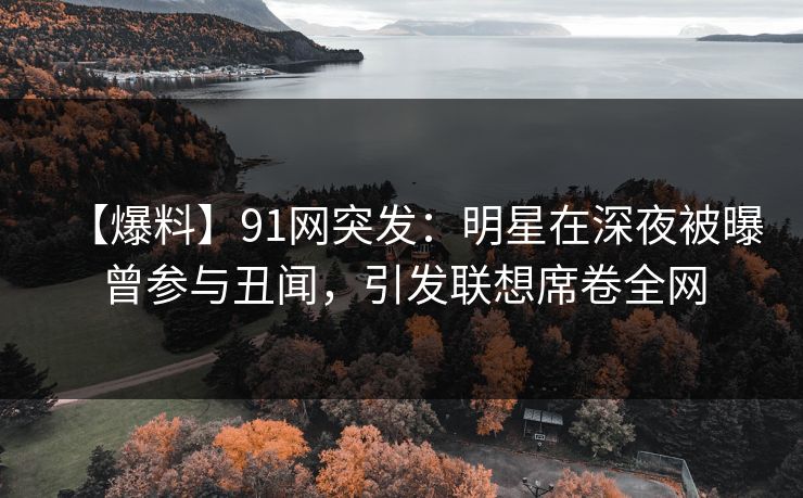 【爆料】91网突发：明星在深夜被曝曾参与丑闻，引发联想席卷全网