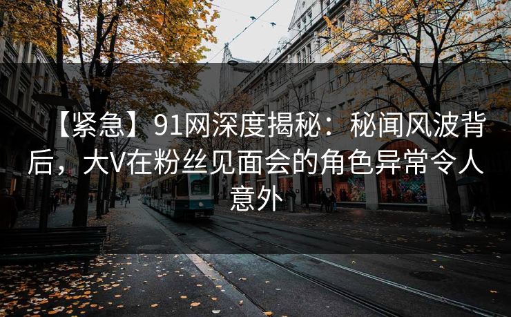 【紧急】91网深度揭秘：秘闻风波背后，大V在粉丝见面会的角色异常令人意外