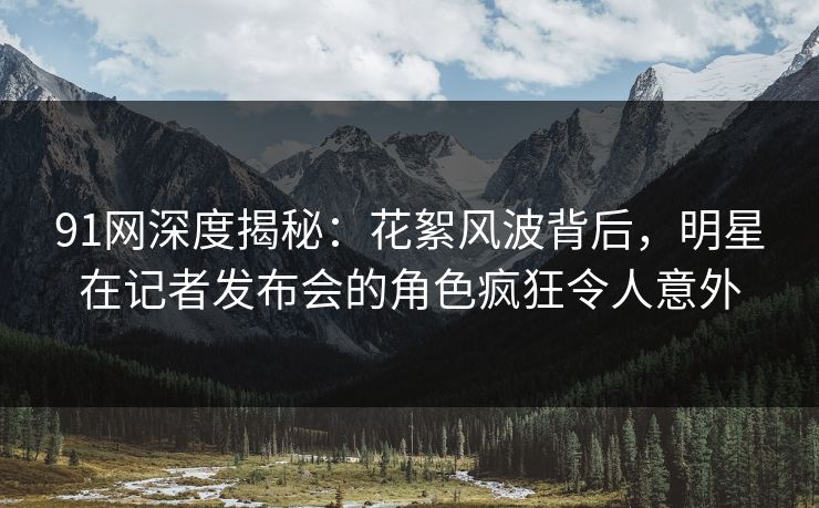 91网深度揭秘：花絮风波背后，明星在记者发布会的角色疯狂令人意外