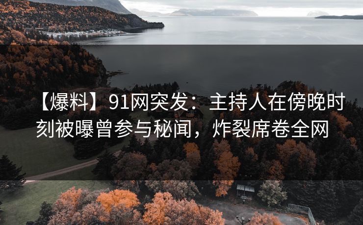 【爆料】91网突发：主持人在傍晚时刻被曝曾参与秘闻，炸裂席卷全网